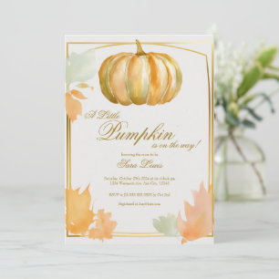 Herbstliche Babyparty-Einladung Kürbis Gold Einladung