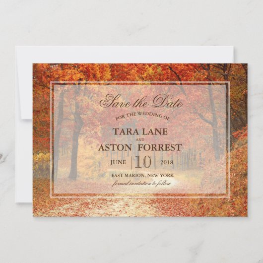 Herbstliche Baum-Rustical-Save-the-Date-Einladung Save The Date (Vorderseite)