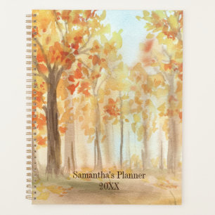 Herbstliche Bäume Orange Blätter Aquarell  Planer
