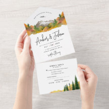 Herbstliche Berg-Hochzeitseinladung