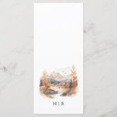 Herbstliche Bergseen-Rustikal-Hochzeitsmenü Menükarte (Rückseite)