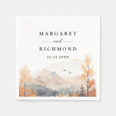 Herbstliche Bergseen-Rustikale Hochzeit Papier Ser Serviette (Vorderseite)