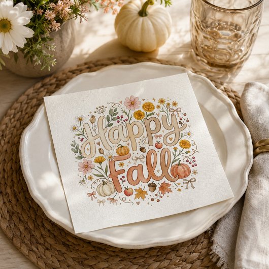 Herbstliche Bewirtung Wasserfarbe Herbst Glücklich Serviette