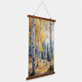 Herbstliche Birken Natur Landschaft Kunst Wandteppich Mit Holzrahmen (Gewinkelt)