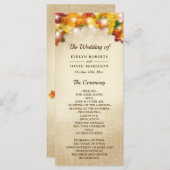 Herbstliche Blätter Burlap-Lichter Hochzeit Programm (Vorne/Hinten)