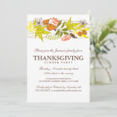 Herbstliche Blätter Erntedank Abendessen Einladung (Stehend Vorderseite)
