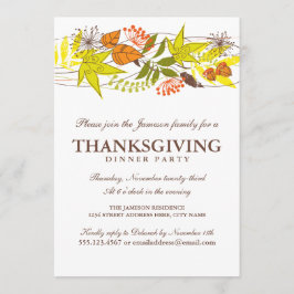 Herbstliche Blätter Erntedank Abendessen Einladung