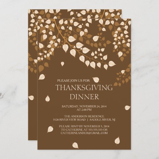 Herbstliche Blätter Erntedank Abendessen Party Ein Einladung (Vorne/Hinten)
