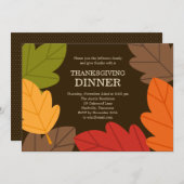 Herbstliche Blätter Erntedank Einladung (Vorne/Hinten)