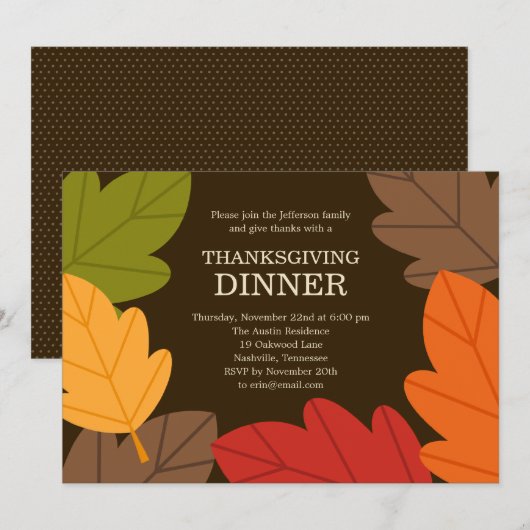 Herbstliche Blätter Erntedank Einladung (Vorne/Hinten)
