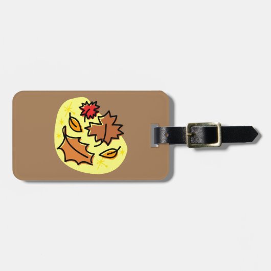 Herbstliche Blätter fallen farbenfroh, saisonale K Gepäckanhänger (Vorderseite horizontal)