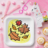 Herbstliche Blätter fallen farbenfroh, saisonale K Pappteller (Party)