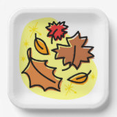 Herbstliche Blätter fallen farbenfroh, saisonale K Pappteller (Vorderseite)