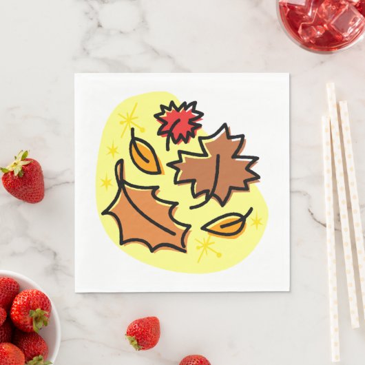 Herbstliche Blätter fallen farbenfroh, saisonale K Serviette (Beispiel)