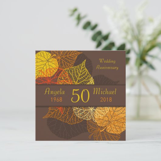 Herbstliche Blätter Hochzeit Einladung (Stehend Vorderseite)