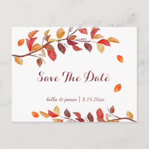 Herbstliche Blätter Hochzeit Save The Date Karten