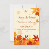 Herbstliche Blätter in Rot und Gold Save the Date Einladung (Vorderseite)