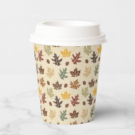 Herbstliche Blätter reiche Farben der Cream Brown Pappbecher (Rechts)