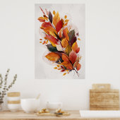 Herbstliche Blätter Wasserfarben Kunst Poster (Küche)