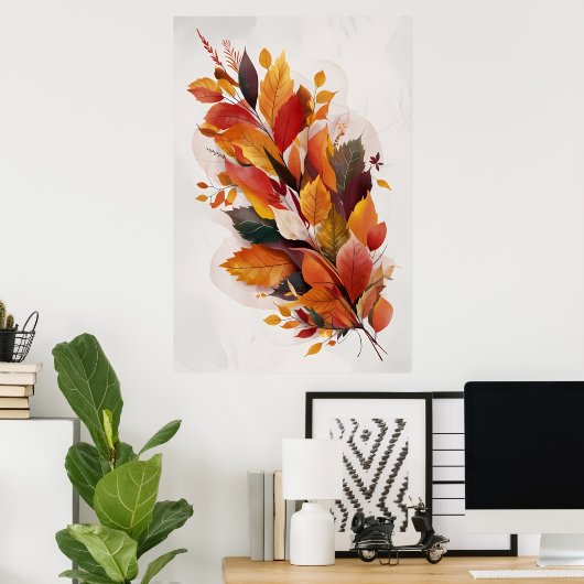 Herbstliche Blätter Wasserfarben Kunst Poster (Heimbüro)