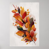 Herbstliche Blätter Wasserfarben Kunst Poster (Vorne)