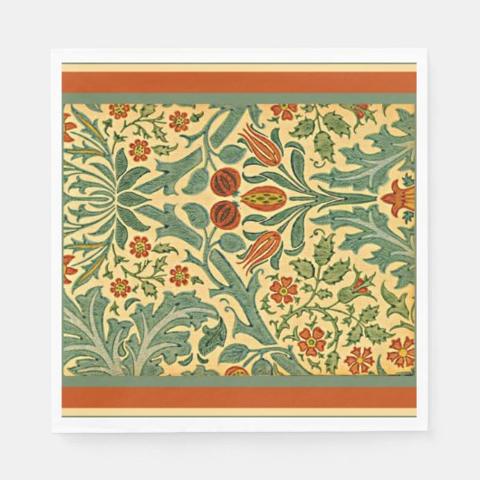 Herbstliche Blume, berühmtes William Morris-Muster Serviette (Vorderseite)