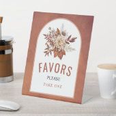 Herbstliche Blume, Blätter Terrakotta Gastgeschenk Sockelschild (In SItu)