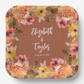 Herbstliche Blume Brautparty Terracotta Pappteller (Vorderseite)