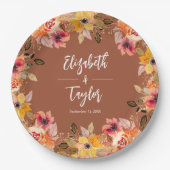 Herbstliche Blume Brautparty Terracotta Pappteller (Vorderseite)