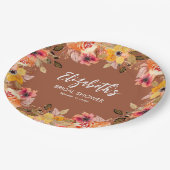 Herbstliche Blume Brautparty Terracotta Pappteller (Schrägansicht)