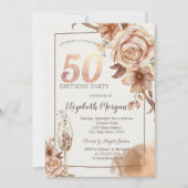 Herbstliche Blume, Champagnerglass Gold 50. Einladung (Vorderseite)