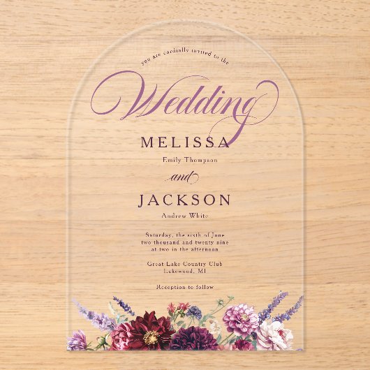 Herbstliche Blume Dahlia Hochzeit Einladung (Vorderseite)