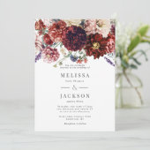 Herbstliche Blume Dahlia Warme Hochzeit Einladung (Stehend Vorderseite)