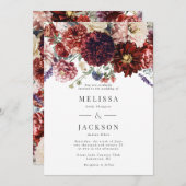 Herbstliche Blume Dahlia Warme Hochzeit Einladung (Vorne/Hinten)