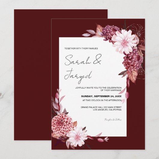 Herbstliche Blume Einladung (Vorne/Hinten)