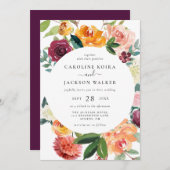 Herbstliche Blume Einladung zur Hochzeit (Vorne/Hinten)