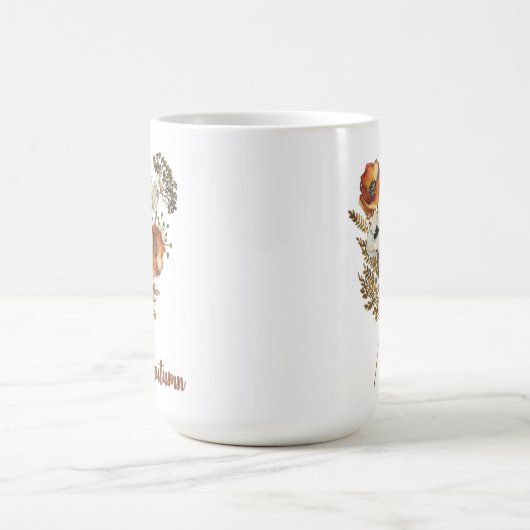 Herbstliche Blume fallen Bouquet Aquarell Blumenge Kaffeetasse (Mittel)