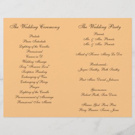 Herbstliche Blume: Gedecktes Hochzeitsprogramm (Rückseite)