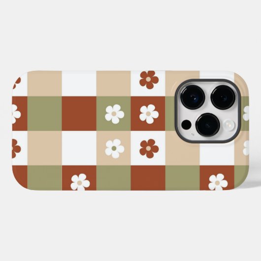 Herbstliche Blume Gingham Karo Pattern Case-Mate iPhone Hülle (Rückseite (Horizontal))