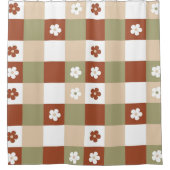 Herbstliche Blume Gingham Karo Pattern Duschvorhang (Vorderseite)