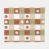 Herbstliche Blume Gingham Karo Pattern Fleecedecke (Vorderseite (Horizontal))