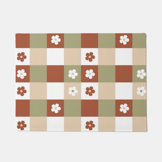 Herbstliche Blume Gingham Karo Pattern Fußmatte (Vorderseite)