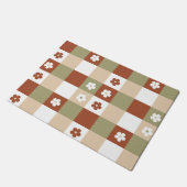 Herbstliche Blume Gingham Karo Pattern Fußmatte (Schrägansicht)