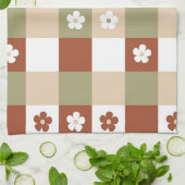 Herbstliche Blume Gingham Karo Pattern Geschirrtuch (Gefaltet)