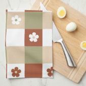 Herbstliche Blume Gingham Karo Pattern Geschirrtuch (Viertel Falte)