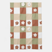Herbstliche Blume Gingham Karo Pattern Geschirrtuch (Vertikal)