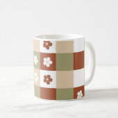 Herbstliche Blume Gingham Karo Pattern Kaffeetasse (VorderseiteRechts)