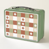 Herbstliche Blume Gingham Karo Pattern Metall Brotdose (Rückseite)