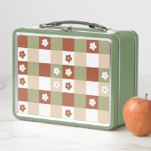 Herbstliche Blume Gingham Karo Pattern Metall Brotdose (Beispiel)