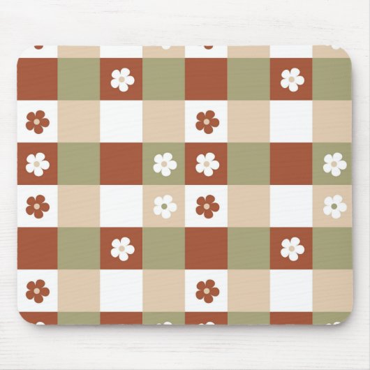 Herbstliche Blume Gingham Karo Pattern Mousepad (Vorne)